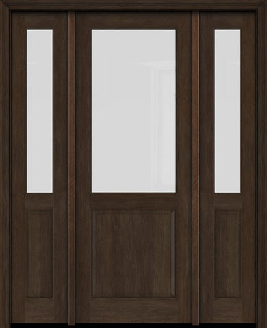 WDMA 46x84 Door (3ft10in by 7ft) Exterior Swing Mahogany 1/2 Lite Single Entry Door Sidelights 1