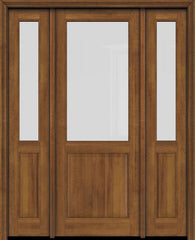 WDMA 46x84 Door (3ft10in by 7ft) Exterior Swing Mahogany 1/2 Lite Single Entry Door Sidelights 2