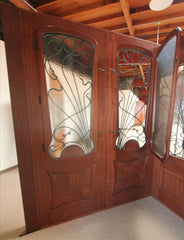 WDMA 48x120 Door (4ft by 10ft) Exterior Mahogany AN-2009-1 Hand Carved Art Nouveau Forged Iron Glass Single Door 6
