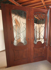 WDMA 48x120 Door (4ft by 10ft) Exterior Mahogany AN-2009-1 Hand Carved Art Nouveau Forged Iron Glass Single Door 7