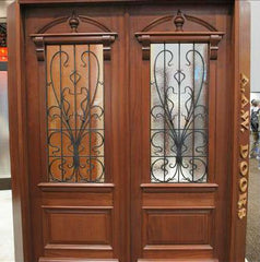 WDMA 48x120 Door (4ft by 10ft) Exterior Mahogany AN-2009-1 Hand Carved Art Nouveau Forged Iron Glass Single Door 8