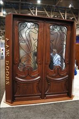 WDMA 48x120 Door (4ft by 10ft) Exterior Mahogany AN-2014-1 Hand Carved Art Nouveau Forged Iron Glass Single Door 3
