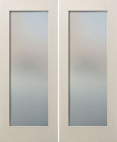 WDMA 48x80 Door (4ft by 6ft8in) Interior Paint grade 80in White Primed Full Lite Square Sticking w/Reveal Double Door 1