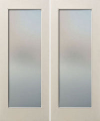 WDMA 48x80 Door (4ft by 6ft8in) Interior Paint grade 80in White Primed Full Lite Square Sticking w/Reveal Double Door 1