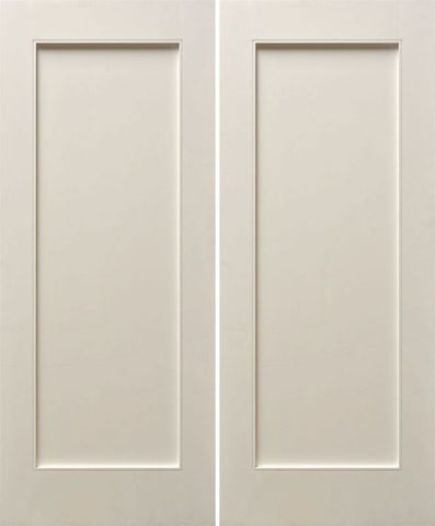 WDMA 48x80 Door (4ft by 6ft8in) Interior Paint grade 80in White Primed One Flat Panel Square Sticking w/Reveal Double Door 1