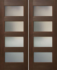 WDMA 48x80 Door (4ft by 6ft8in) Interior Mahogany 80in Four Lite Square Sticking w/Reveal Double Door 1