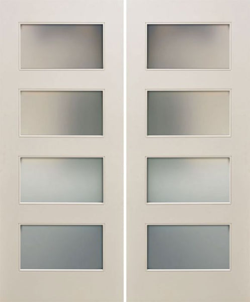 WDMA 48x80 Door (4ft by 6ft8in) Interior Paint grade 80in White Primed Four Lite Square Sticking w/Reveal Double Door 1