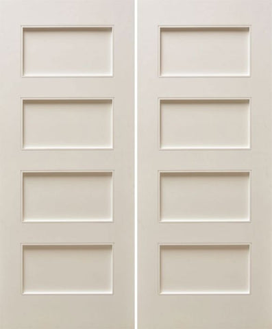 WDMA 48x80 Door (4ft by 6ft8in) Interior Paint grade 80in White Primed Four Flat Panels Square Sticking w/Reveal Double Door 1