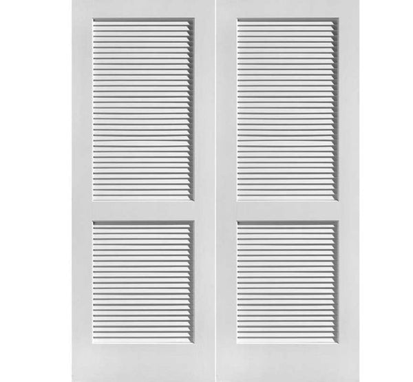 WDMA 48x80 Door (4ft by 6ft8in) Interior Swing Pine 80in Louver/Louver Primed Double Door 1