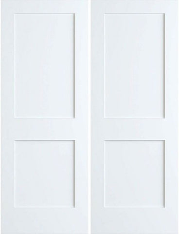 WDMA 48x80 Door (4ft by 6ft8in) Interior Barn Smooth 80in 2 Panel Primed Shaker 1-3/8in Double Door 1