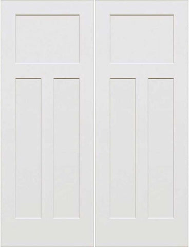 WDMA 48x80 Door (4ft by 6ft8in) Interior Swing Smooth 80in 3-Panel Craftsman Primed Double Door 1