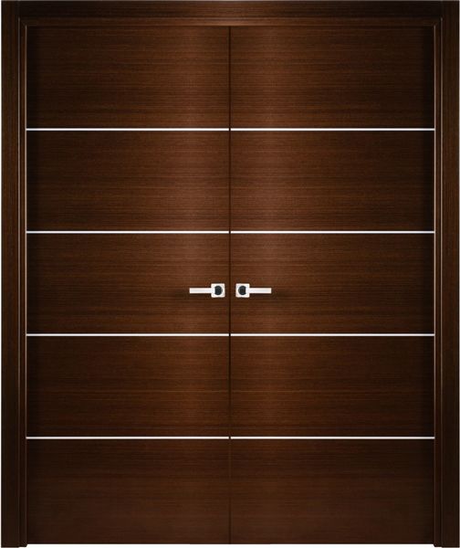 WDMA 48x80 Door (4ft by 6ft8in) Interior Pocket Wenge Contemporary Double Door with Decorative Strips 1