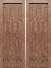 WDMA 48x80 Door (4ft by 6ft8in) Interior Barn Walnut 1-Panel Solid Shaker Style Double Door SH-13 1