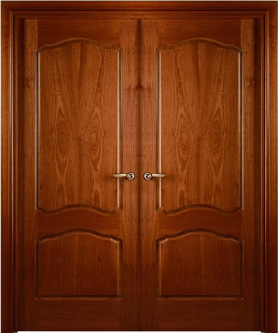 WDMA 48x80 Door (4ft by 6ft8in) Interior Swing Mahogany Sapele Prefinished Double Door African Sapele Veneer Arched 2_panel 1