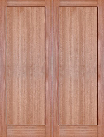WDMA 48x80 Door (4ft by 6ft8in) Interior Barn Mahogany 1-Panel Solid Shaker Style Double Door SH-13 1