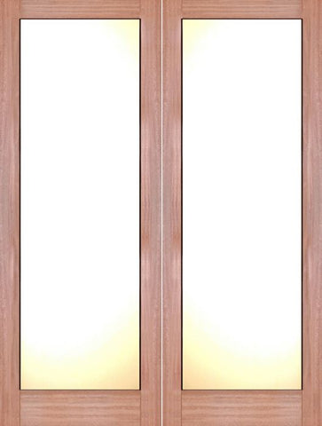 WDMA 48x80 Door (4ft by 6ft8in) Interior Swing Mahogany Full Lite Shaker Style Double Door w/ Matte Glass SH-14 1