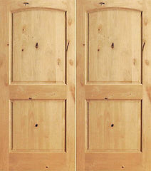 WDMA 48x80 Door (4ft by 6ft8in) Interior Barn Knotty Alder S/W-95 2 Panel Arch Top Panel Double Door 1