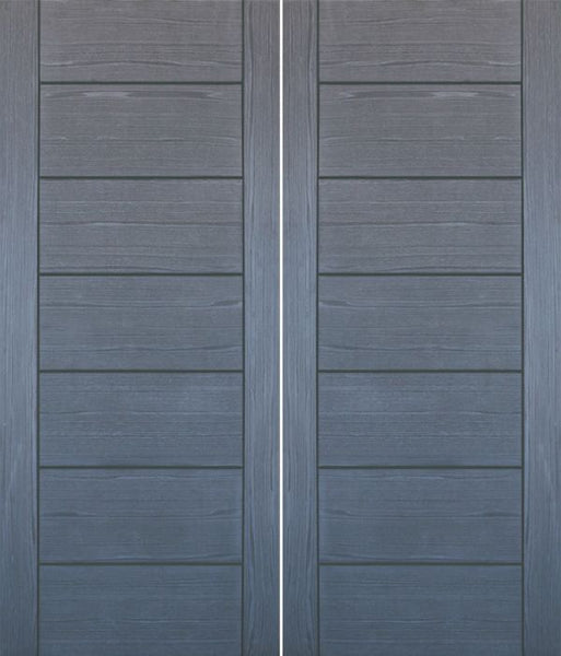 WDMA 48x80 Door (4ft by 6ft8in) Interior Barn Woodgrain Contemporary Modern Ash Gray Double Door MD 15 1