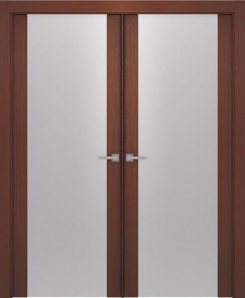 WDMA 48x80 Door (4ft by 6ft8in) Interior Swing Wenge Prefinished 101 French Modern Double Door 1