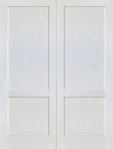 WDMA 48x80 Door (4ft by 6ft8in) Interior Swing Paint grade 2-Panel Solid Shaker Style White Double Door SH-17 1