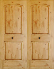 WDMA 48x80 Door (4ft by 6ft8in) Interior Barn Knotty Alder 80in 2 Panel Arch Double Door 1-3/4in Thick KW-121 1
