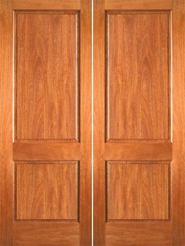 WDMA 48x80 Door (4ft by 6ft8in) Interior Barn Mahogany P-620 Wood 2 Panel Double Door 1