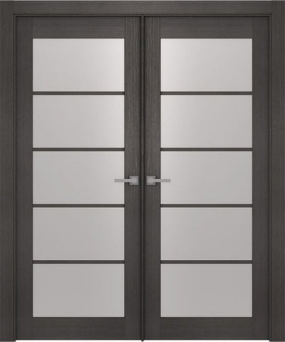 WDMA 48x80 Door (4ft by 6ft8in) Interior Barn Prefinished Aditi 5 Lite Legna Nera Modern Double Door 1
