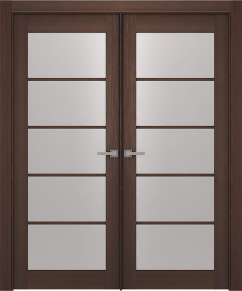 WDMA 48x80 Door (4ft by 6ft8in) Interior Barn Wenge Prefinished Maya 5 Lite Modern Double Door 1