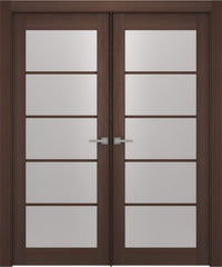 WDMA 48x80 Door (4ft by 6ft8in) Interior Barn Wenge Prefinished Maya 5 Lite Modern Double Door 1