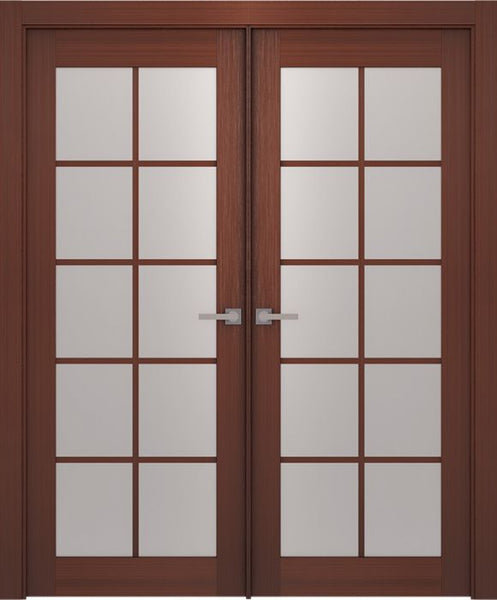 WDMA 48x80 Door (4ft by 6ft8in) Interior Barn Wenge Prefinished 10 Lite French Modern Double Door 1