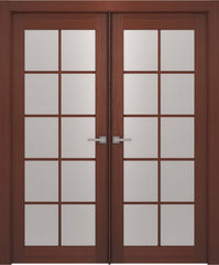 WDMA 48x80 Door (4ft by 6ft8in) Interior Barn Wenge Prefinished 10 Lite French Modern Double Door 1