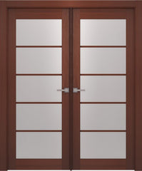 WDMA 48x80 Door (4ft by 6ft8in) Interior Swing Wenge Prefinished 5 Lite French Modern Double Door 1