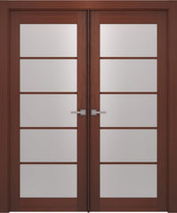 WDMA 48x80 Door (4ft by 6ft8in) Interior Swing Wenge Prefinished 5 Lite French Modern Double Door 1