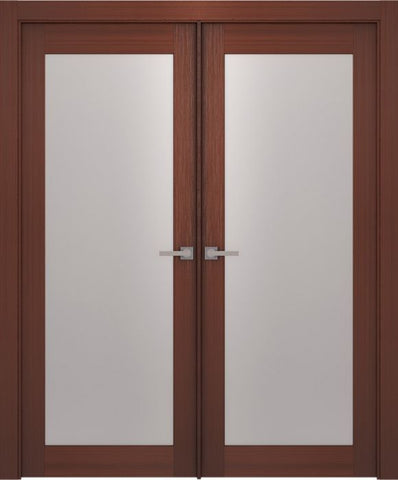 WDMA 48x80 Door (4ft by 6ft8in) Interior Barn Wenge Prefinished 1 Lite French Modern Double Door 1