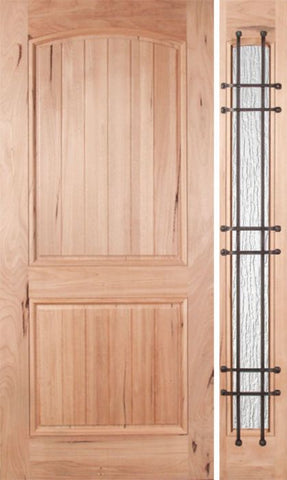 WDMA 48x80 Door (4ft by 6ft8in) Exterior Walnut Rustica Single Door/1side Rain Glass and Cage 1
