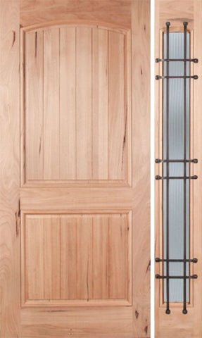 WDMA 48x80 Door (4ft by 6ft8in) Exterior Walnut Rustica Single Door/1side Reed Glass and Cage 1