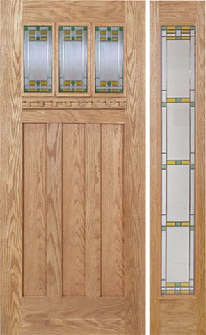 WDMA 48x80 Door (4ft by 6ft8in) Exterior Oak Barnsdale Single Door/1 Full-lite side w/ GO Glass 1