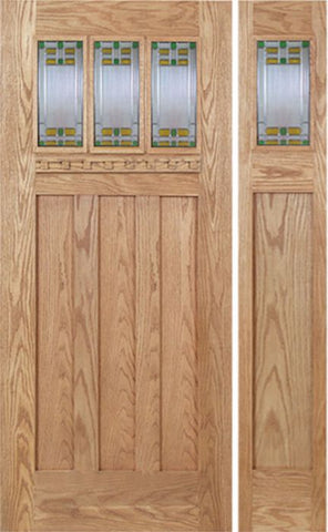 WDMA 48x80 Door (4ft by 6ft8in) Exterior Oak Barnsdale Single Door/1side w/ GO Glass 1