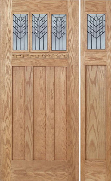 WDMA 48x80 Door (4ft by 6ft8in) Exterior Oak Barnsdale Single Door/1side w/ E Glass 1