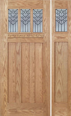 WDMA 48x80 Door (4ft by 6ft8in) Exterior Oak Barnsdale Single Door/1side w/ E Glass 1