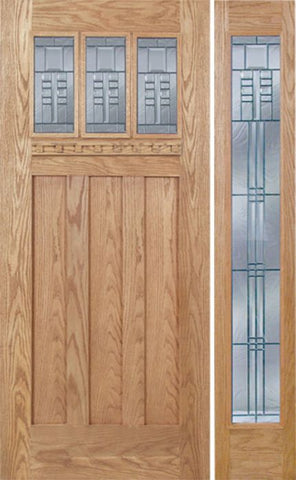 WDMA 48x80 Door (4ft by 6ft8in) Exterior Oak Barnsdale Single Door/1 Full-lite side w/ C Glass 1
