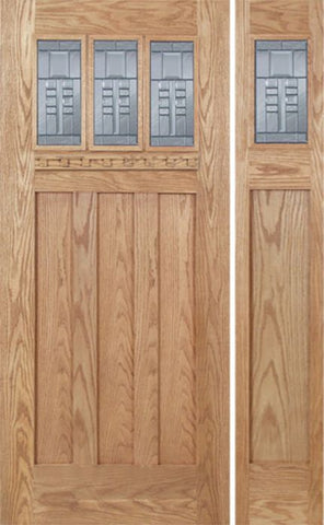WDMA 48x80 Door (4ft by 6ft8in) Exterior Oak Barnsdale Single Door/1side w/ C Glass 1