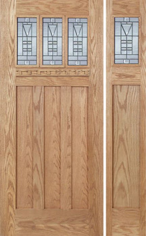WDMA 48x80 Door (4ft by 6ft8in) Exterior Oak Barnsdale Single Door/1side w/ B Glass 1