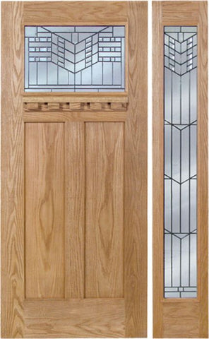 WDMA 48x80 Door (4ft by 6ft8in) Exterior Oak Pearce Single Door/1 Full-lite side w/ E Glass 1