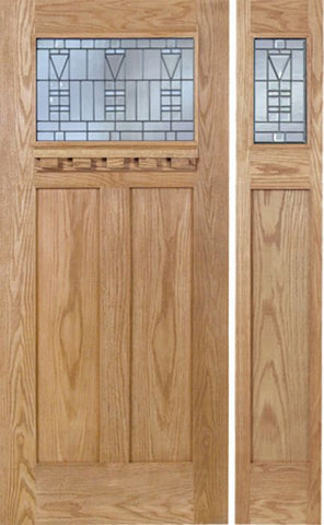 WDMA 48x80 Door (4ft by 6ft8in) Exterior Oak Pearce Single Door/1side w/ B Glass 1