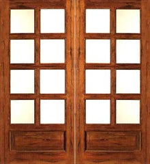 WDMA 48x80 Door (4ft by 6ft8in) French Tropical Hardwood Rustic-8-lite-P/B Solid Wood 1 Panel IG Glass Double Door 1