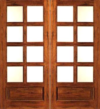 WDMA 48x80 Door (4ft by 6ft8in) Interior Barn Tropical Hardwood Rustic-8-lite-P/B Solid 1 Panel IG Glass Double Door 1