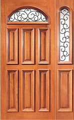 WDMA 48x80 Door (4ft by 6ft8in) Exterior Mahogany Camber Insulated Lite External One Sidelight Door 1
