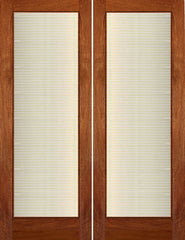 WDMA 48x84 Door (4ft by 7ft) Interior Swing Mahogany Contemporary Double Door 1-Lite FG-11 Blinds Glass 1