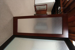 WDMA 48x84 Door (4ft by 7ft) Interior Swing Mahogany Modern Double Door 1-Lite FG-7 Deco Bars Glass 3